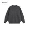 Mens Solid Color Oversized Round Neck Knit Sweater Warm Thick Casual Winter Top