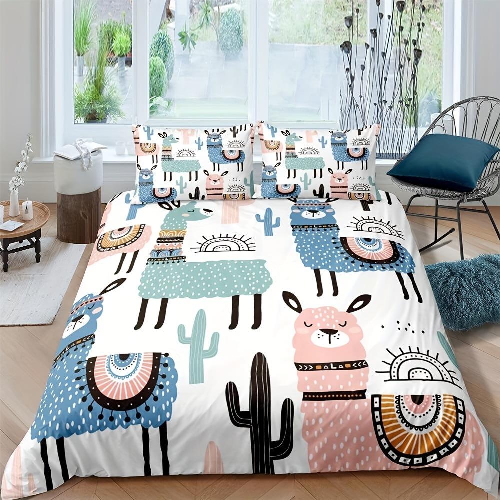 Alpaca Printed Down Quilt Cover Three-Piece Quilt Cover Digital Printing Bedding Home Textile