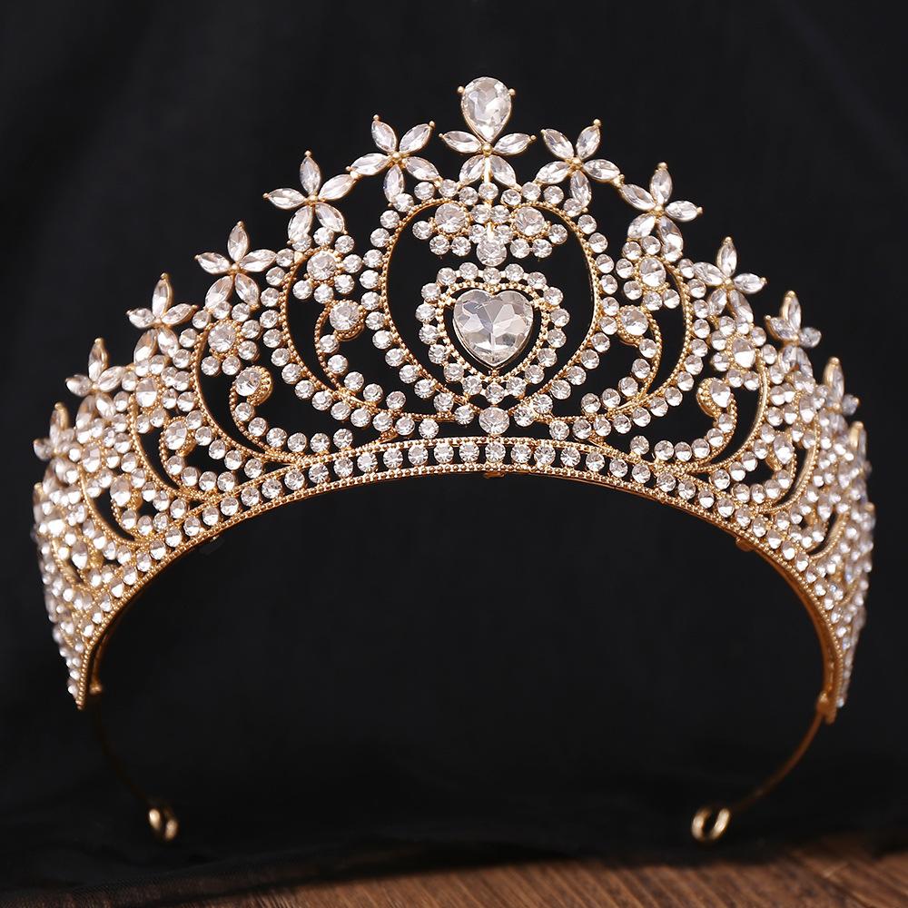 DIEZI Luxury Elegant AB Heart Crystal Tiara Crown For Women Girls Wedding Party Rhinestone Crown Hair Dress Jewelry