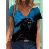 Summer V-neck 3D Football Team Printed Top Fashionable Casual Short Sleeved Women's T-shirts
