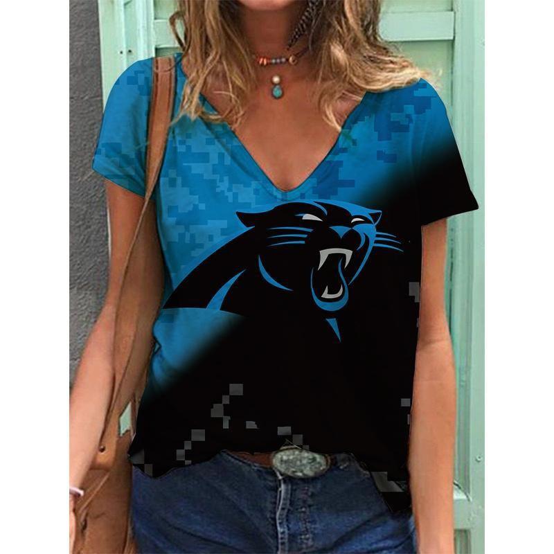 Summer V-neck 3D Football Team Printed Top Fashionable Casual Short Sleeved Women's T-shirts