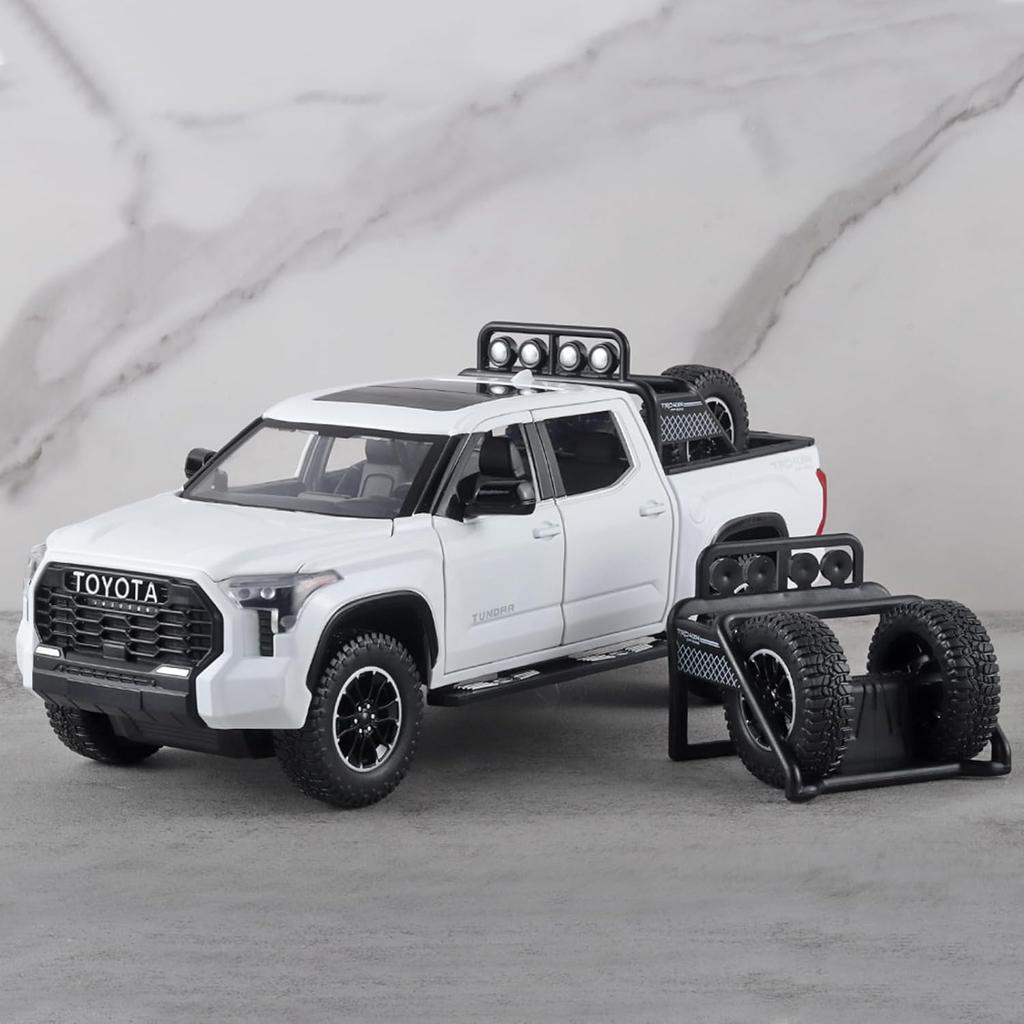 1/24 Toy Trucks for Boys Toyota Tundra Diecast Metal Model Toy Pickup Truck Pull Back Car Model with Light and Sound Toy Trucks for Boys Age 4-7