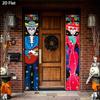 2D Flat, 2D Flat - 2D Flat, 2D Flat - 2D Flat 2pcs Banner Day of The Dead Theme Doorway Couple Couple Skeleton Guitar Fan Design with Colorful Flag De