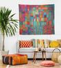 Colorful Abstract Grid Tapestry – Modern Boho Wall Art for Maximalist Decor Vibrant Geometric Pattern for Living Room or Dorm