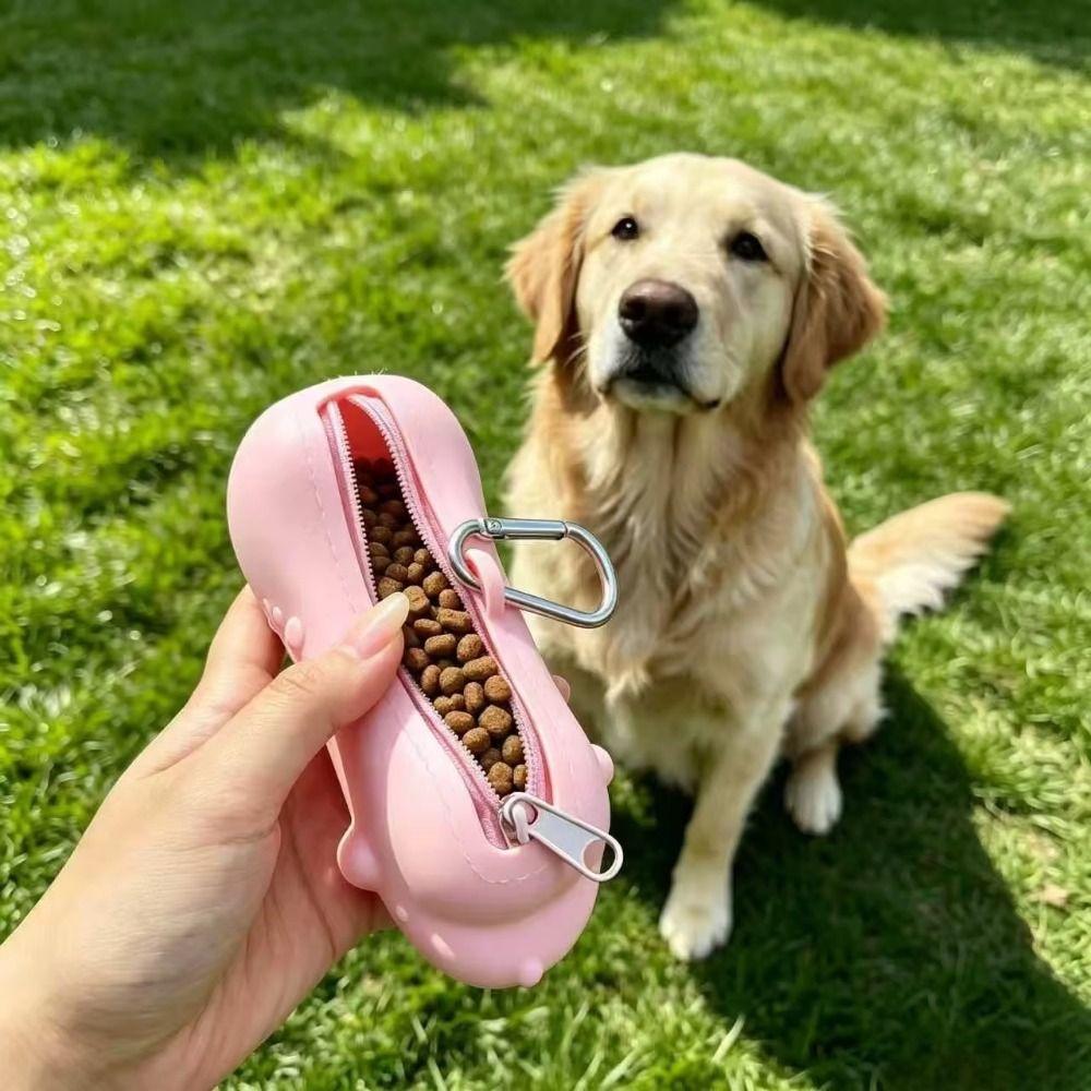 Zipper Closure Silicone Dog Treat Pouch Food Grade Silicone Dog Snack Pockets Pet Training