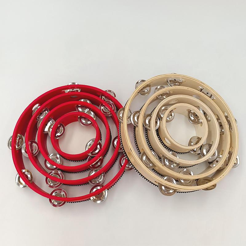 1Pc Wooden Tambourine 4/6/8/10-Inch Beige Rim With Metal Jingles Musical Educational Percussion Instrument For Concert Church Pa