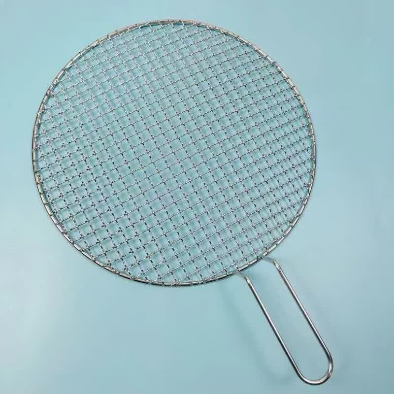 Oeny Outdoor Stainless Steel Round BBQ Grilling Net with Handle