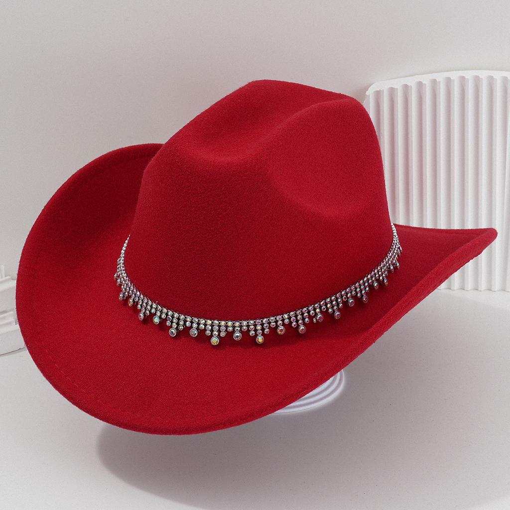 New Western Cowboy Hat Top Hat Water Drop Jewel Rhinestone Belt Bridesmaid Hat Jazz Hat Hat