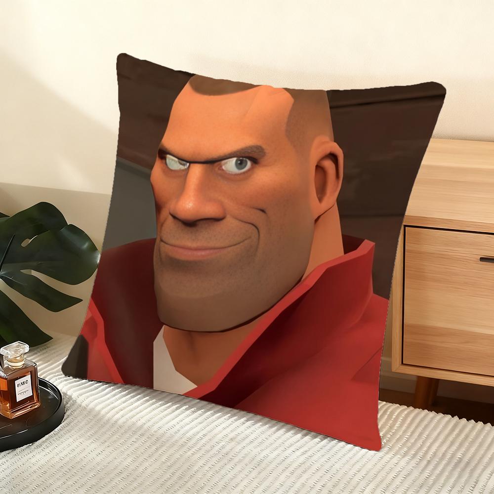 T-Team F-Fortress 2 Cushion Cover Soft Short Plush Pillow Cover Smooth Cozy Texture Aesthetic Cushion Case Home Decor