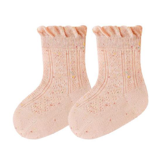 1 Pair Baby Cotton Socks Thin Crew Socks for Summer Seamless for Newborns Girls Breathable Mesh M