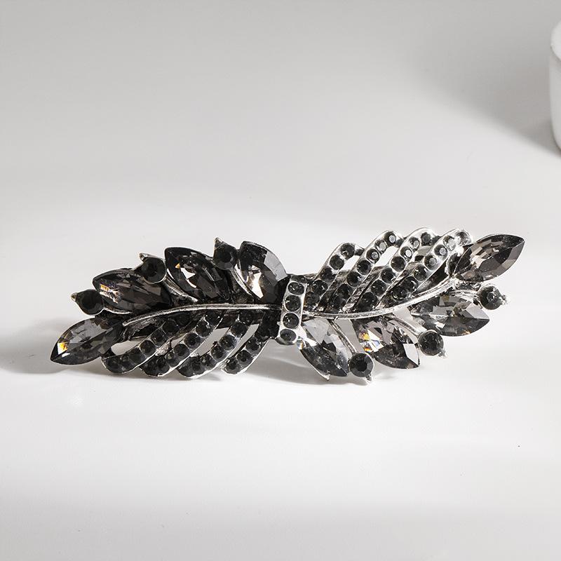 Clip de Primavera de Circonita Blanca Flor de Pedrería Brillante Clip Superior Clip Horizontal Elegante Adorno para el Cabello de Moda para Madres