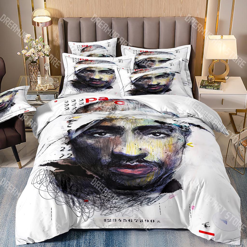 Fashion Rapper Tupac 2Pac Bedding Set Single Twin Full Queen King Size Bed Set Kids Bedroom Duvetcover Sets Bed Sheet Set