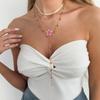 Sweet Ins Metal Oil Drop Flower Necklace, Fashion Colorful Crystal Chain Clavicle Chain For Women
