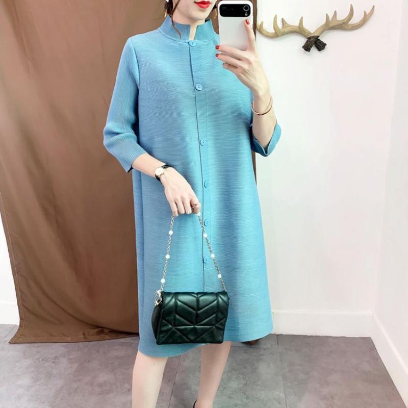 Chaqueta plisada de otoño para mujer, cárdigan holgado japonés con cuello levantado, temperamento versátil, cortavientos de longitud media para mujer