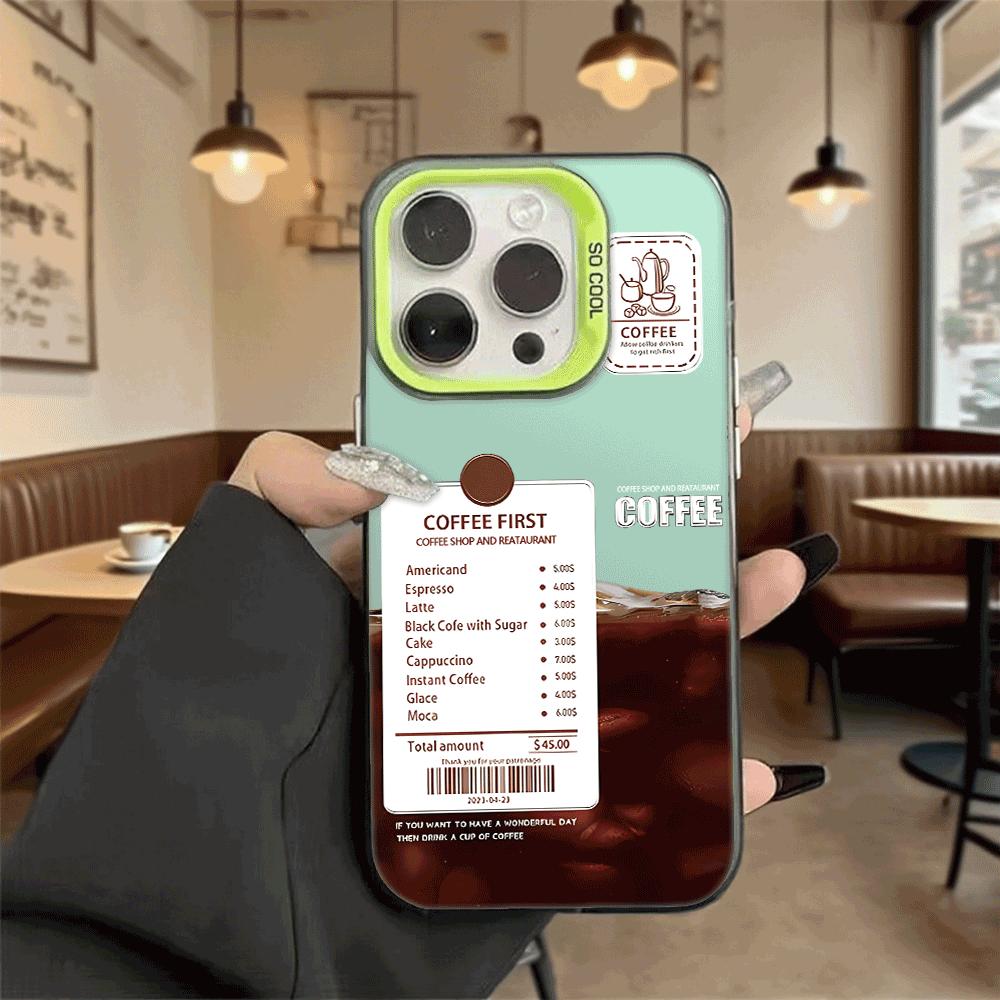 Coffee Shop Menu Receipt Design Hard Phone Case for Xiaomi Redmi Note 15 14 13 12 11 Pro Plus Shockproof Protective Cover