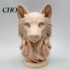 Decorazione Moderna Testa di Lupo Statuetta Stampata 3D, Statua Realistica con Base Rotonda Scultura Animale, Selvaggia per Casa Ufficio Libreria