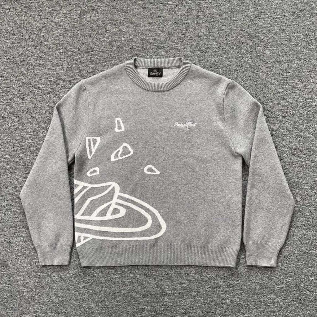 Broken Planet Jacquard Embroidered Logo Knitted Sweater American Street Couple Crew Neck Sweater