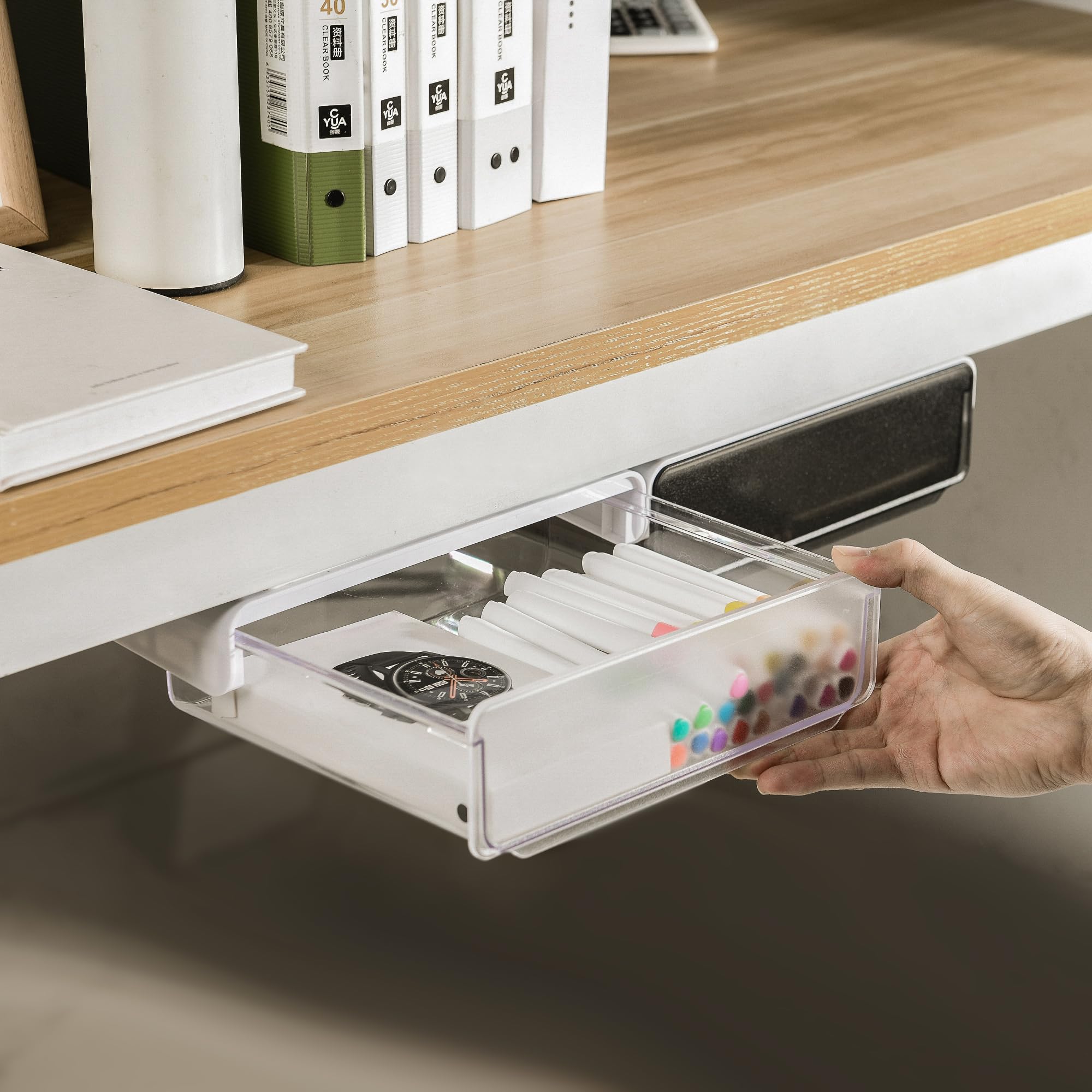 

Guluto Storage Hidden Stationery Convenient Small Item Storage Strong No Tools Easy Under-Desk Box, Add-on Drawer, Drawer, Under-Desk Tray, Organizer, белый