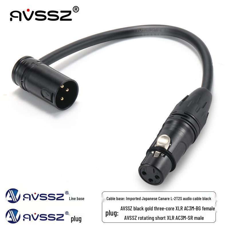 AVSSZ FX3 Gold-Plated XLR L-Shaped Microphone Cable, Short Male to Female Audio Connector