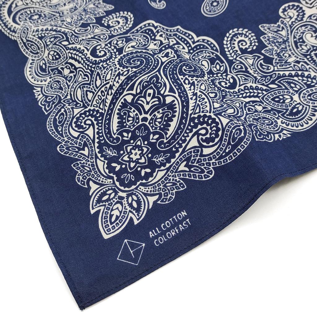 Kakatrend Bandana Navy Paisley 100% Cotton Adult Bandana Handkerchief Unisex Durag Large 55cm X 55cm