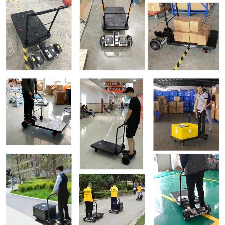 Compact Electric Sensor Stroller with Folding Flat Body for Logistics, Picking, and Sorting in Warehouses