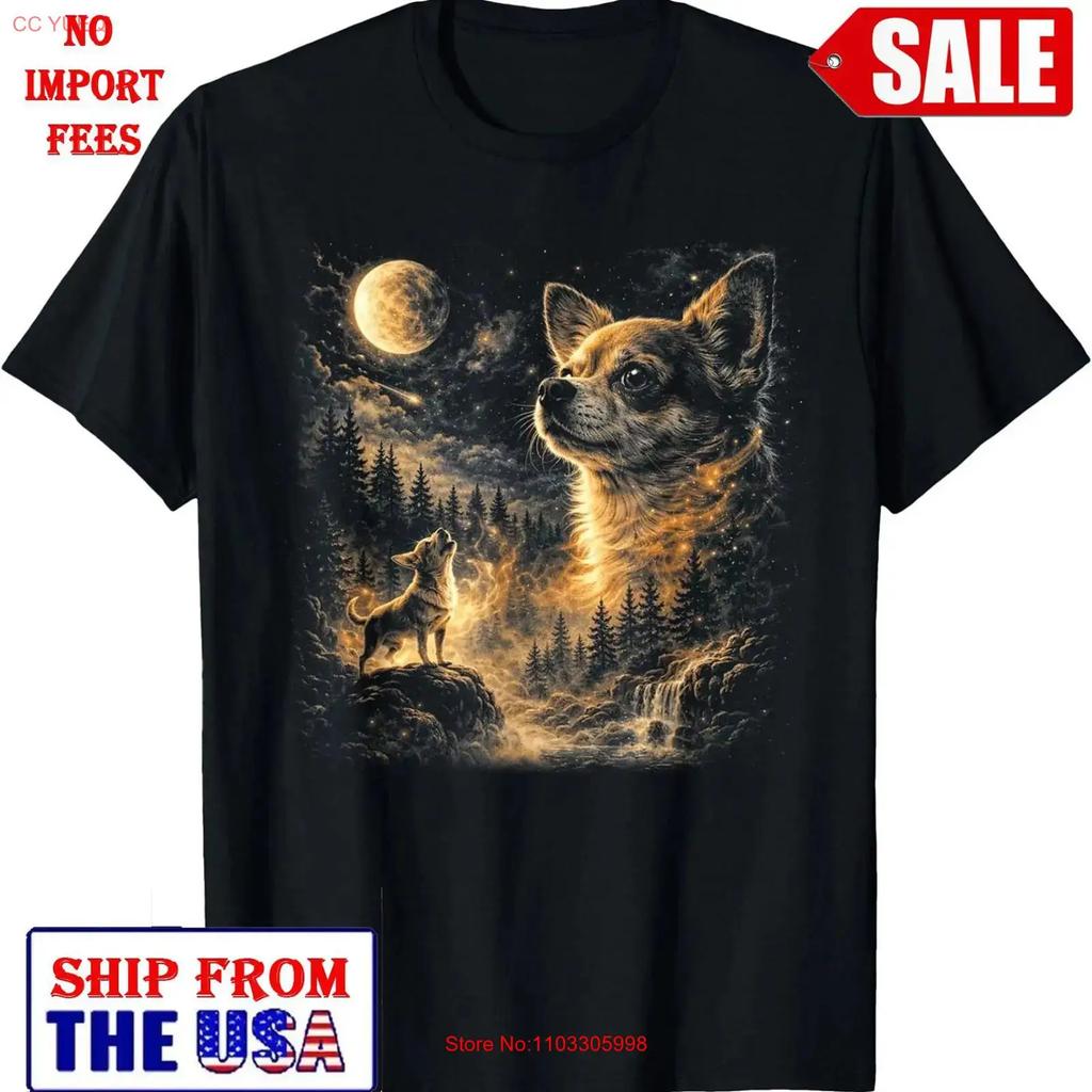 Chihuahua Howling To The Moon Vintage 90s Retro Animal T Shirt Vintage Unisex Comfortable Graphic Soft Versatile
