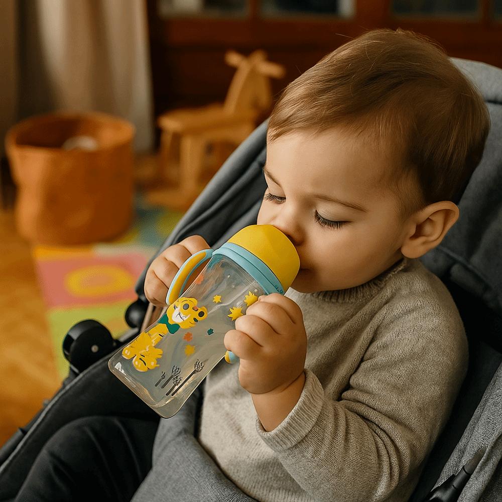 Animal Pattern Newborn Bottle with Handle Baby Feeding Bottle Cute Toddler Milk Cup  Baby Feeding