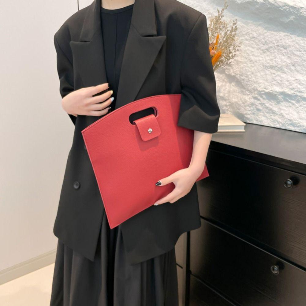 Large Capacity Computer Bag Solid Color File Bag Simple Office Document Tote Bag Outdoor