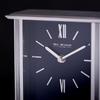 Wm.Widdop Silver Mantel Clock Navy Blue Dial
