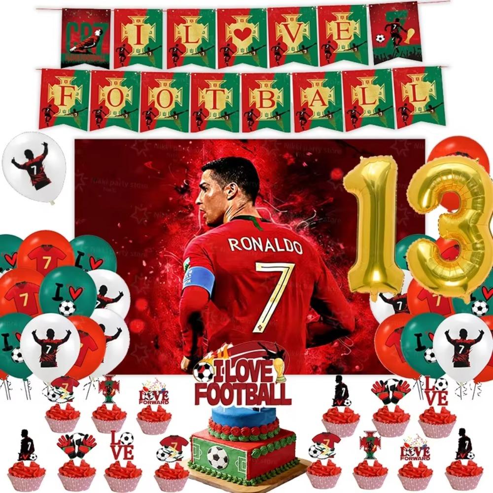 New CR7 Birthday Decoration Soccer Superstar Party Supplies Football Party Favors Tablecloth Plate Paper Cup Backdrop