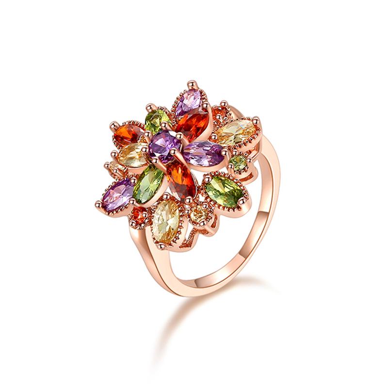 Dudu Butterfly Zircon Rose Ring for Women - European & American Style Fashion Jewelry In Rose Gold with Dragon Girl Flower Design