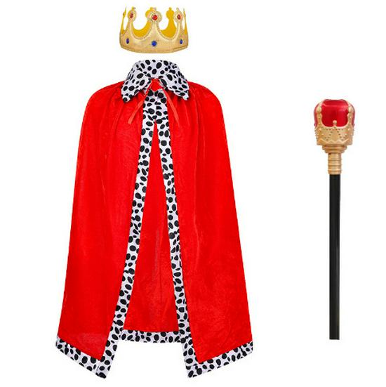 Carnival King Costume Set: Adult Cape, Crown, Hat, & Wand
