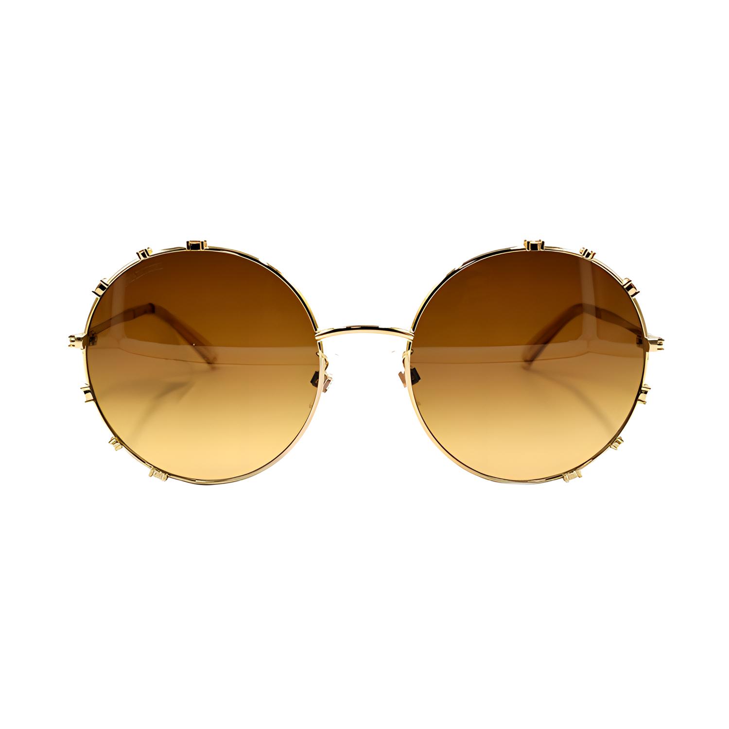 

Swarovski Crystal Accented Series Advertising Alloy Round Sunglasses Women sunglasses SK0289-F-30F 60,Gold