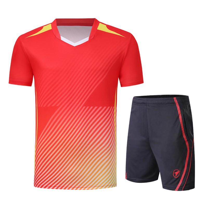 Unisex Badminton Sport Set Short Sleeve Top Shorts Men Women Kids Athletic Wear