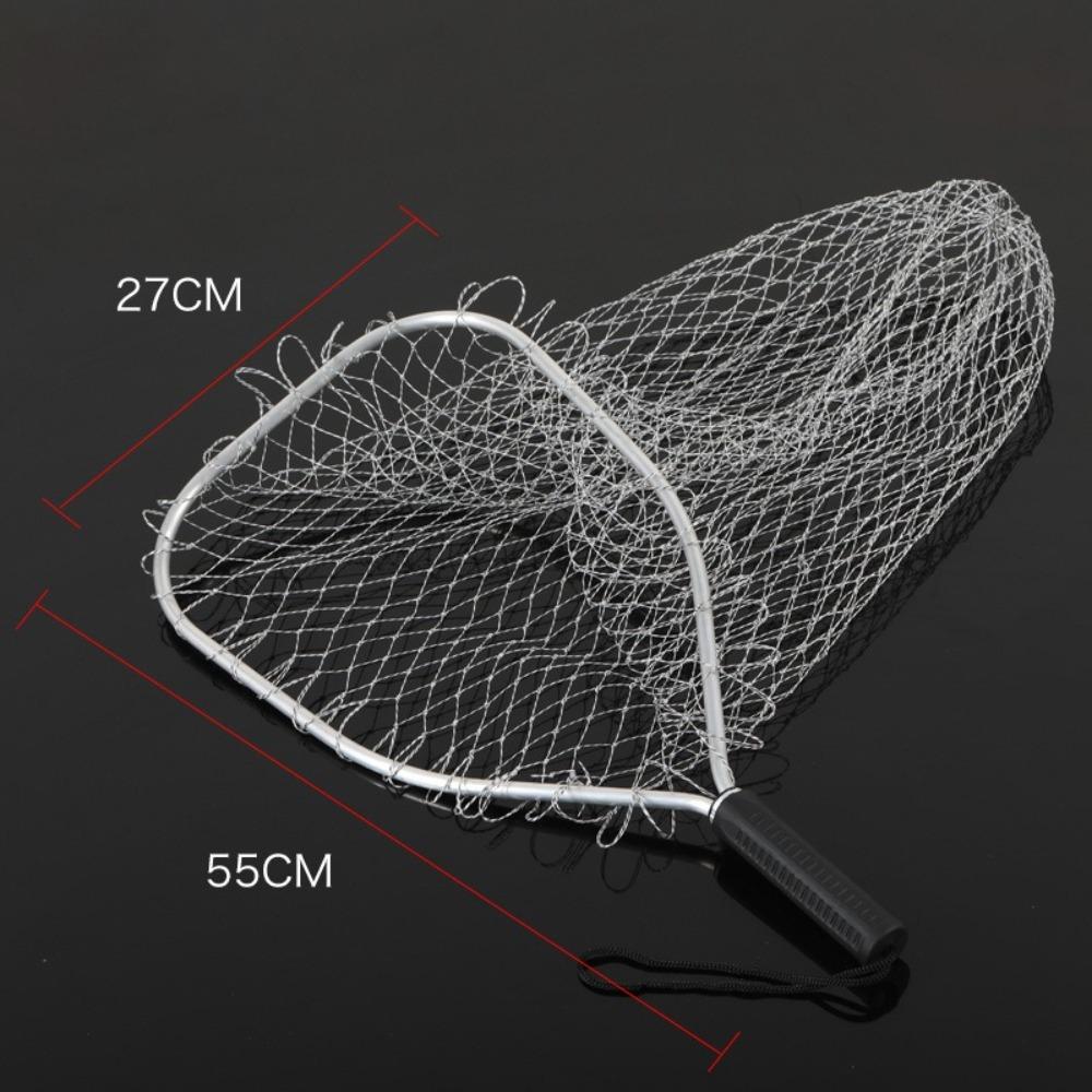30cm Square Fishing Net Mesh Fishing Landing Net Alloy Material Fishing Catching Basket Anti-hook Large Capacity Portable