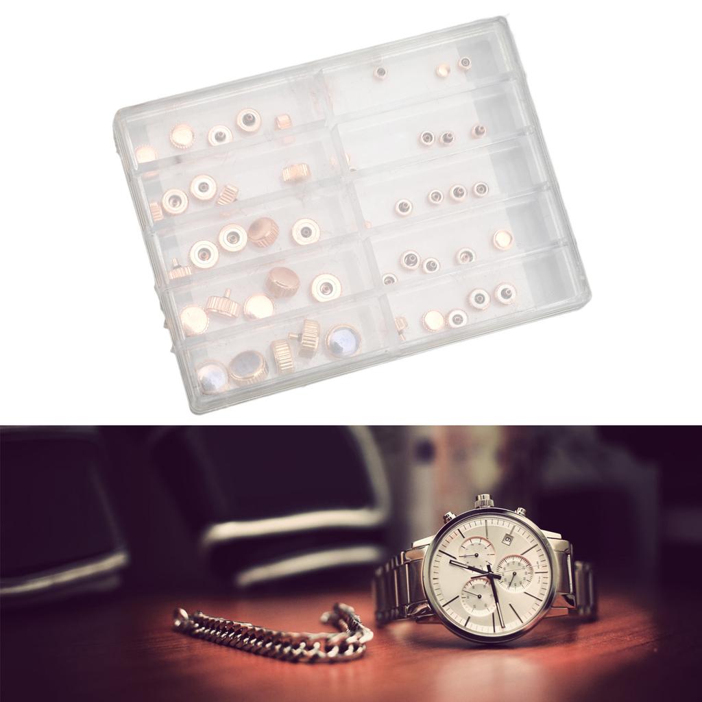 50PCS Watch Crown Adjust Time   Lifespan High Hardness Mixed Set Metal Replacement Watch Crown