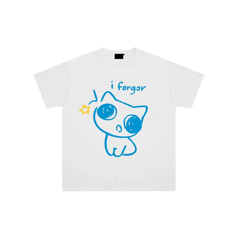 I Forget Funny Cat Print Tshirts Unisex Women Oversized Casual Short Sleeve Crew Neck Cotton Tee Unisex Fashion Streetwear Tops