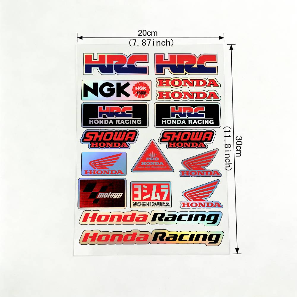 Laser For Honda Motorcycle Reflective Stickers Waterproof Decals For Helmet Scooter Fuel Tank Toolbox Racing