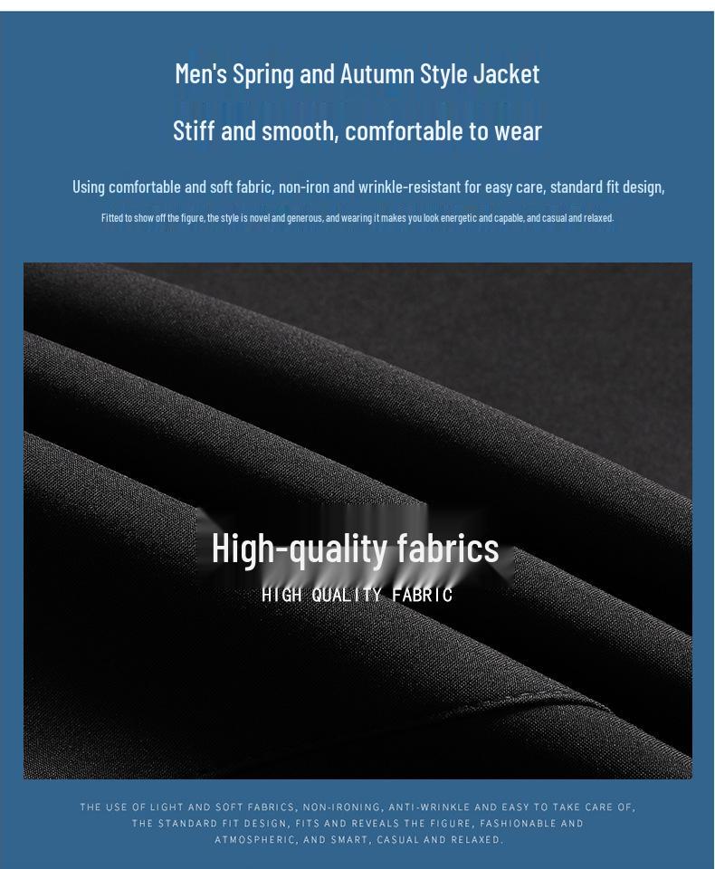 Men's Spring & Autumn Turn-Down Collar Jacket for Ages 40-80 - Stylish Business Suit for Mature Gentlemen