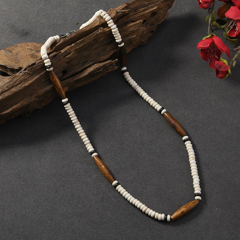 Hand-carved yak bone necklace beaded Tibetan retro niche collarbone chain men's and women's personalized jewelry