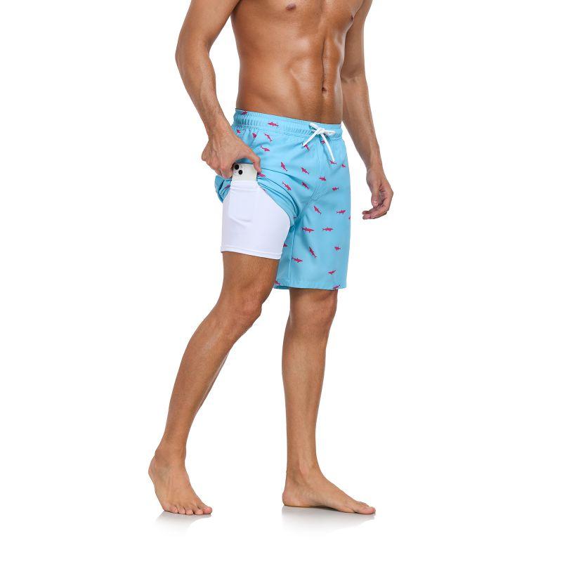 

Мужские летние двухслойные шорты, плавки на завязках, пляжные принтованные плавки с карманом L