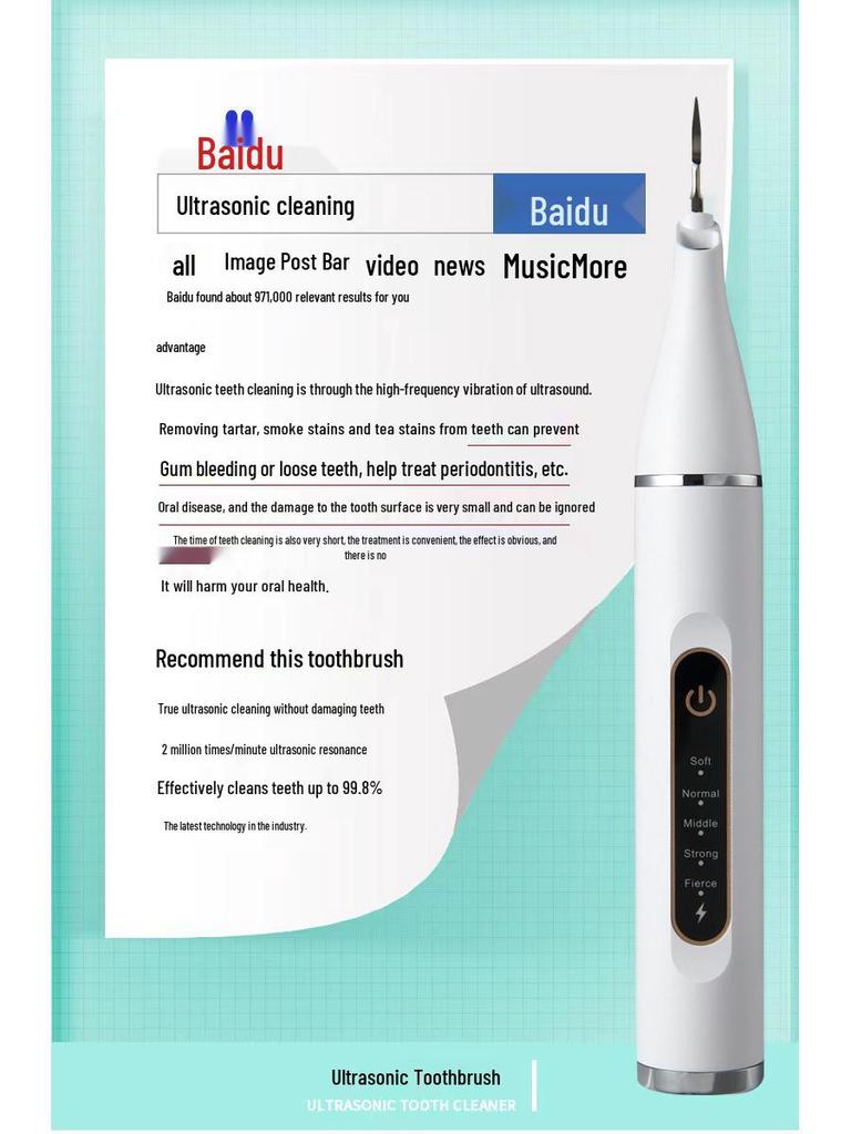 Portable Ultrasonic Tooth Cleaner - Tartar Removal & Whitening Device