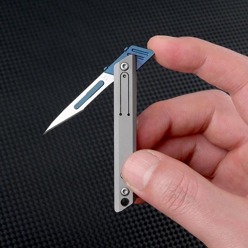 NEW NO11 Replaceable Blades Scalpel Folding Knife Quick Open Bottle Opener Keychain EDC Folding Knife 10 Blade Free Useful Tool