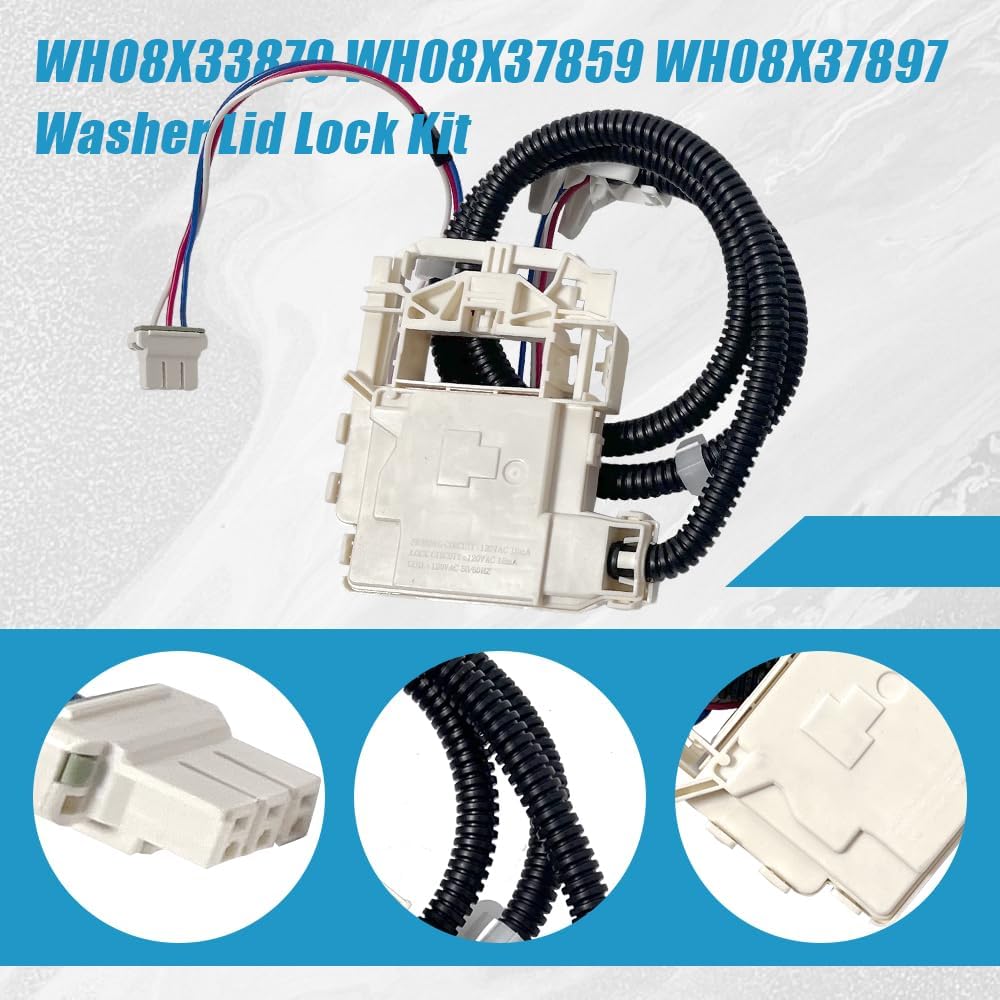 WH08X33879 Washer Lid Lock for GE PTW/GTW Series WH08X37859 Switch | Replacement for GE GTW220ACW0WW lid lock solves start failures, spin issues, or