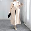 Womens Oversized Wool Blend Coat With Double Breasted Buttons Asymmetrical Collar Winter Warm Long Outerwear