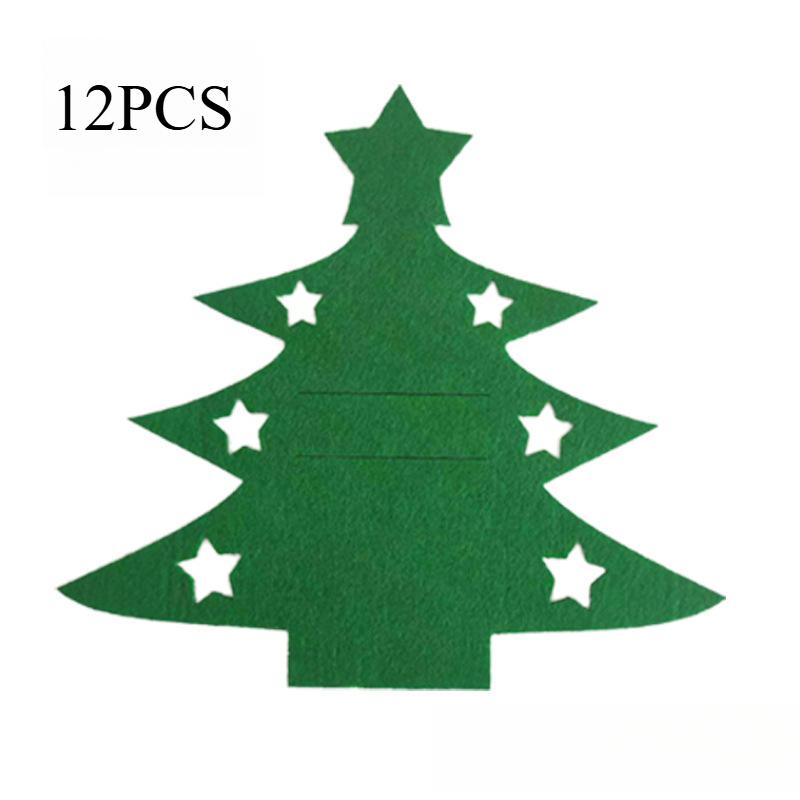 

Рождественские держатели для столовых приборов Мешочки-кармашки для ножа, вилки, ложки Держатель для посуды в виде рождественской елки Новогодняя вечеринка Украшение для ужина green,12pcs зелёный