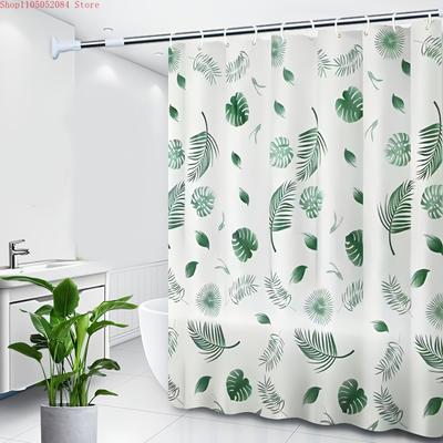 High Quality Shower Curtain Set Featuring Leaf   -   With Hooks Waterproof Mildew Proof Easy Install Washable