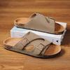 Men's Cork Casual Slippers Summer New Soft Sole Non-slip Breathable Light Outdoor Beach Walking Shoes One Strap Comfort Slippers