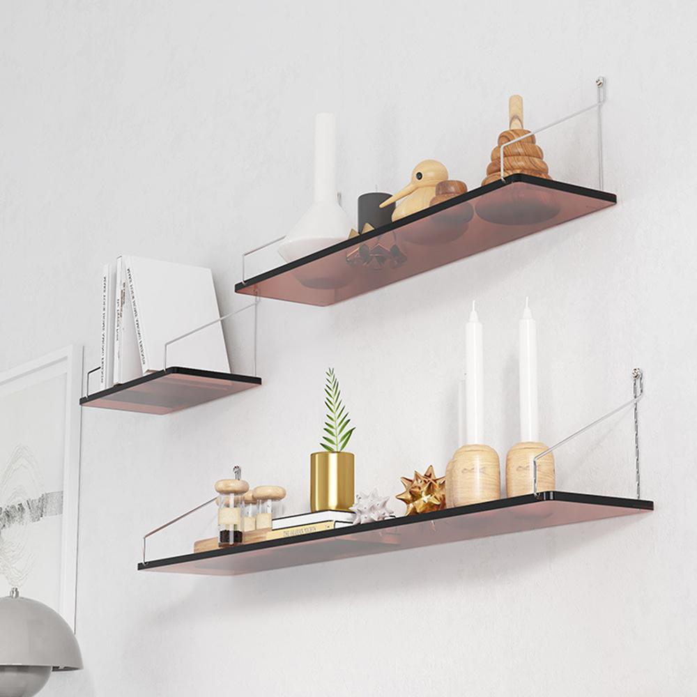 40 X 15cm Wall Mounted Floating Shelf Transparent Acrylic Bookshelf Display Rack for Living Room