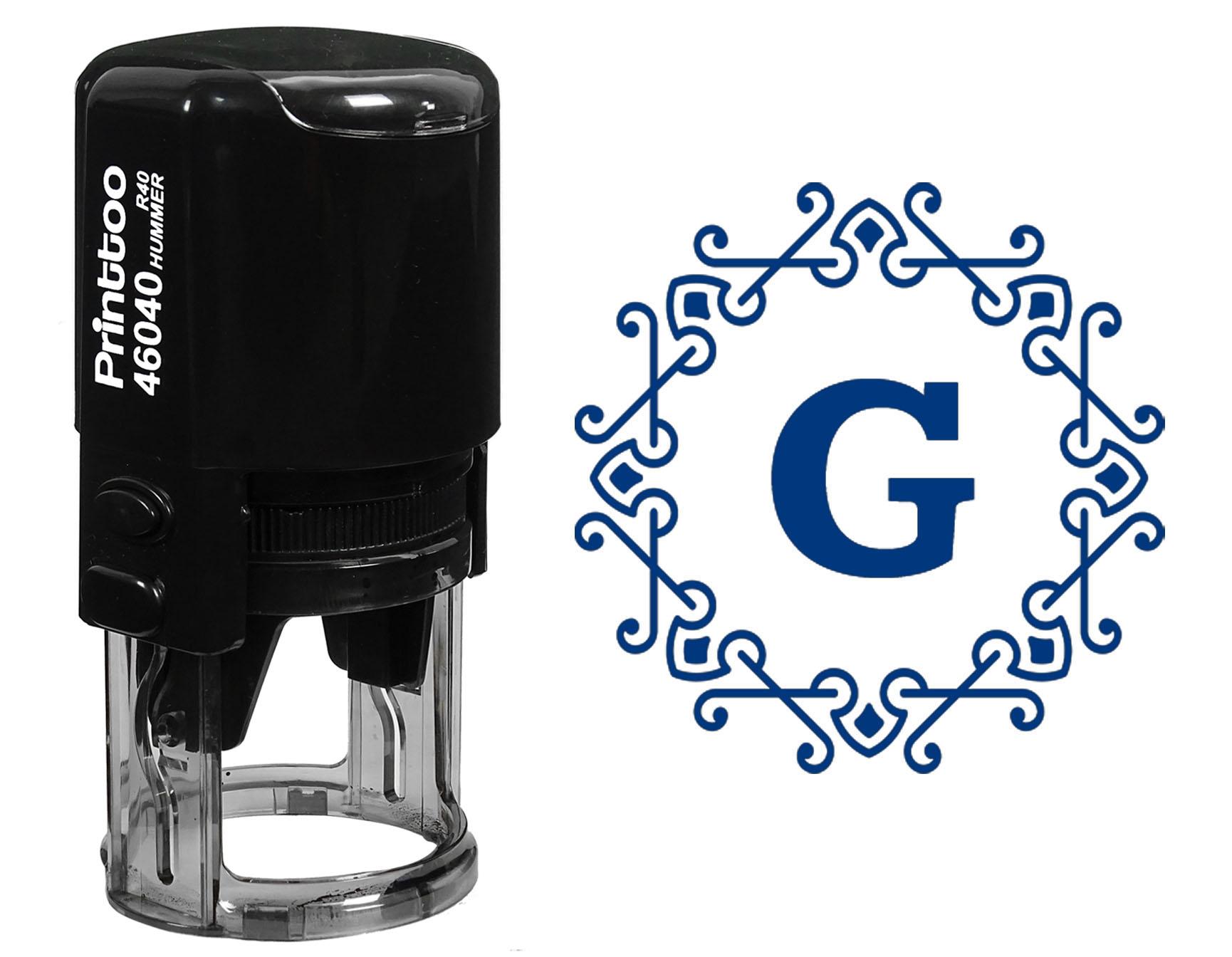 

Printtoo Восьмикутник Кельтський Вихор Рамка G Літера Монограма Офісне Стаціонарне R-40 Самонабірний Гумовий 30 mm Diameter (Approx) синій